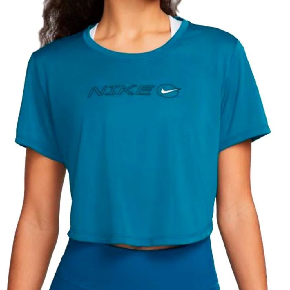 Nike Icon Clash Turquoise blue short sleeve crop T shirt workout size small